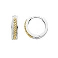 thumbnail image 1 of Precious Stars 14K Two-Tone Gold 11-mm Rope Design Hinged Hoop Earrings, 1 of 2