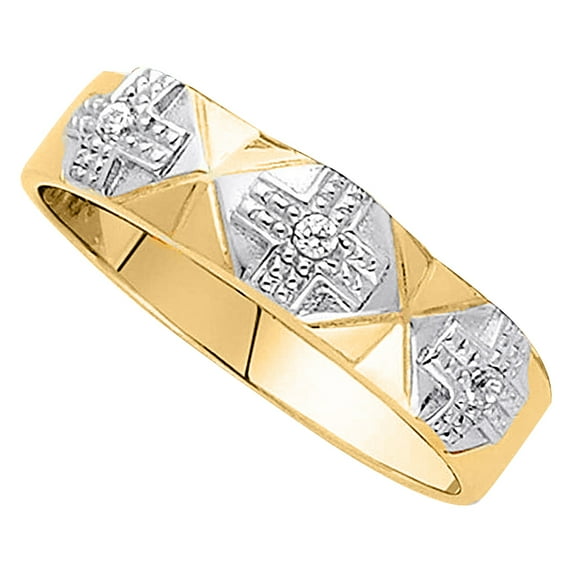 Precious Stars 14K Two-Tone Gold Cubic Zirconia 4-mm Ladies Wedding Band