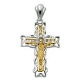 thumbnail image 1 of Precious Stars 14K Two-Tone Gold Cubic Zirconia Fancy Christian Cross Pendant - No Chain, Pendant Only, 1 of 3