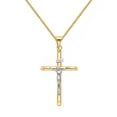 thumbnail image 1 of Precious Stars 14K Two-Tone Solid Gold Crucifix Religious Unisex Pendant with 16" Chain Necklace, 1 of 7