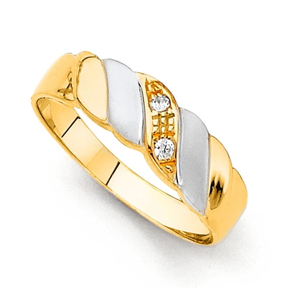 Precious Stars 14K Two-Toned Gold Cubic Zirconia 5-mm Ladies Wedding Band