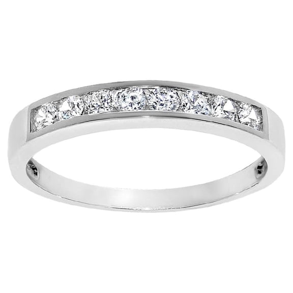 Precious Stars 14K White Gold 1/2ct TGW Round-cut Cubic Zirconia Channel-Set Wedding Band