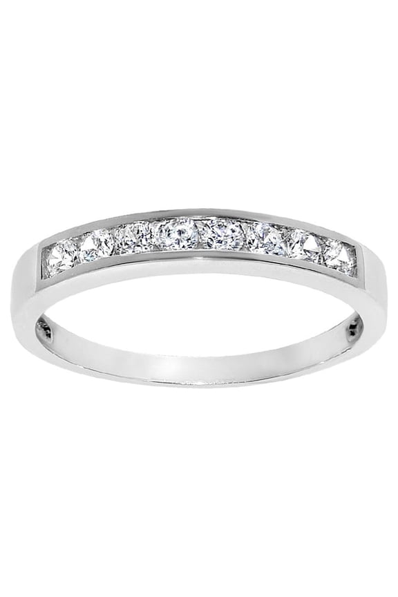 14K White Gold 1/2ct TGW Round-cut Cubic Zirconia Channel-Set Wedding Band