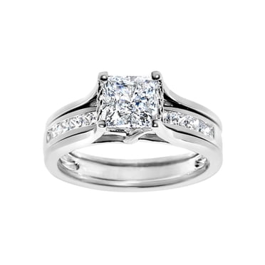 Save Big on Bulk Sterling Silver Princess Cut Engagement Rings Sterling Silver Princess Cut Engagement Ring Set For Women Simulated Diamond