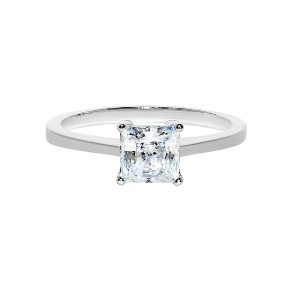 Precious Stars 14K White Gold 1ct TGW Princess-cut Cubic Zirconia Solitaire Engagement Ring