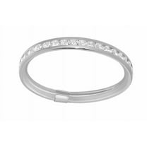Precious Stars 14K White Gold Channel-set Round-cut Cubic Zirconia Thin Eternity Band