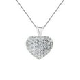 thumbnail image 1 of Precious Stars 14K White Gold Cubic Zirconia Ladies Puffed Heart Pendant with 22" Chain Necklace, 1 of 7