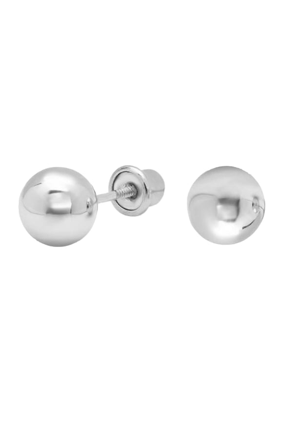 14K White Gold Unisex 4mm Ball Stud Screwback Earrings