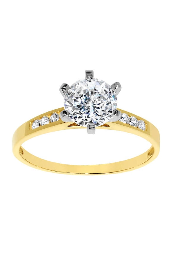 14K Yellow Gold 1 1/10ct TGW Round-cut Cubic Zirconia Engagement Ring