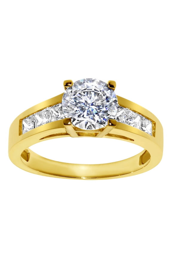 14K Yellow Gold 1 1/2ct TGW Round-cut Cubic Zirconia Engagement Ring