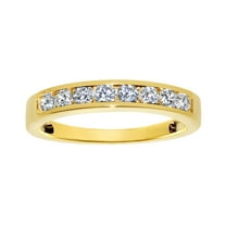 Precious Stars 14K Yellow Gold 1/2ct TGW Round-cut Cubic Zirconia Channel-Set Wedding Band