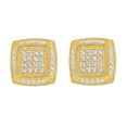 thumbnail image 1 of Precious Stars 14K Yellow Gold 10-mm Pave'-set Cubic Zirconia Square Stud Earrings, 1 of 4