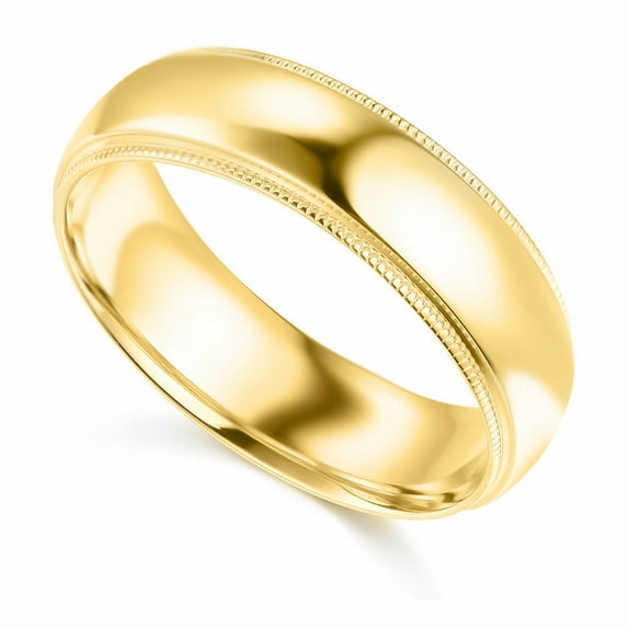 Genuine Solid 14k Yellow or White Gold 6mm Standard-fit Milgrain Wedding Band for Men/Women Sizes 5-12