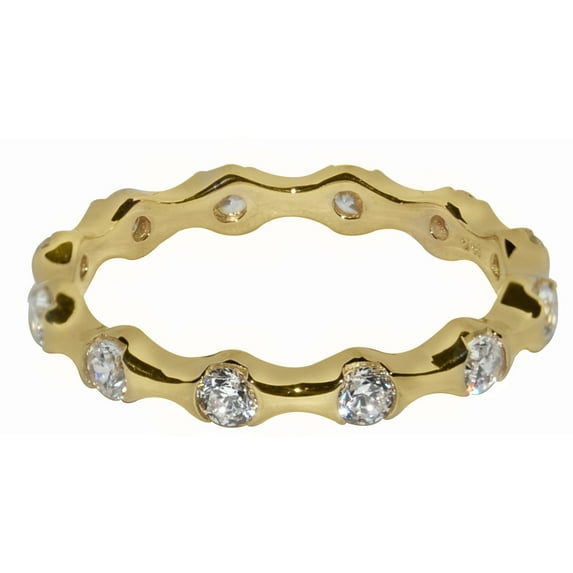 Precious Stars 14K Yellow Gold Channel-set Round-cut Cubic Zirconia Eternity Band