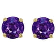 thumbnail image 1 of Precious Stars 14K Yellow Gold Cubic Zirconia 4-mm Birthstone Screwback Earring Studs-February, 1 of 5