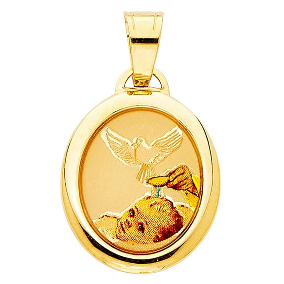 Precious Stars 14K Yellow Gold Cubic Zirconia Baby's Baptism Pendant - No Chain, Pendant Only