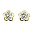 thumbnail image 1 of Precious Stars 14K Yellow Gold Cubic Zirconia Flower Screwback Stud Earrings, 1 of 3