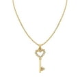 thumbnail image 1 of Precious Stars 14K Yellow Gold Cubic Zirconia Ladies Key to My Heart Pendant with 18" Chain Necklace, 1 of 5