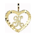 thumbnail image 1 of Precious Stars 14K Yellow Gold Diamond-cut Heart-shaped Initial Letter 'K' Pendant - No Chain, Pendant Only, 1 of 3
