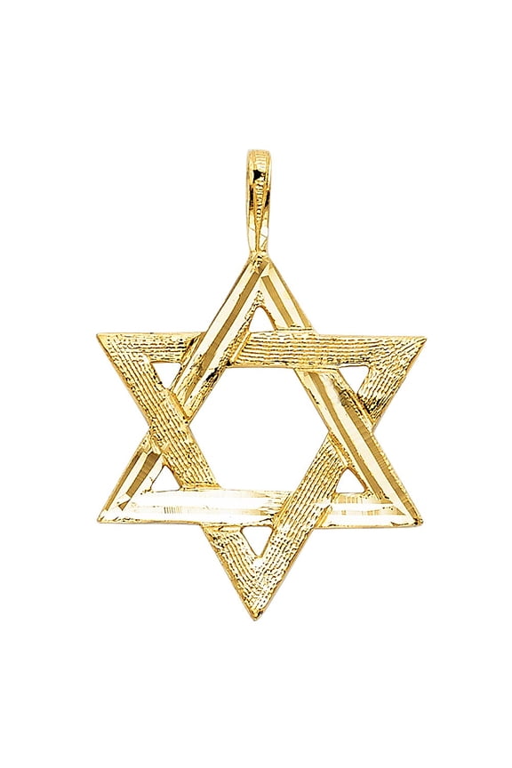 14K Yellow Gold Star of David Judaism 1" Pendant - No Chain, Pendant Only