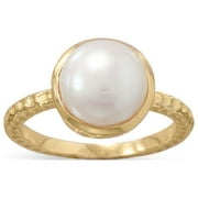 PRECIOUS STARS 14K Yellow Gold Plated Sterling Silver Cultured Freshwater Pearl Ring