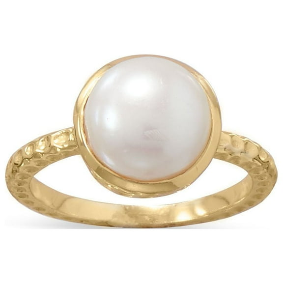 Precious Stars 14K Yellow Gold Plated Sterling Silver Cultured Freshwater Pearl Ring