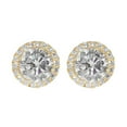 thumbnail image 1 of Precious Stars 14K Yellow Gold Round-cut Cubic Zirconia Halo Stud Earrings, 1 of 6