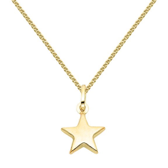 Precious Stars 14K Yellow Gold Unisex Petite Star Pendant with 18" Chain Necklace