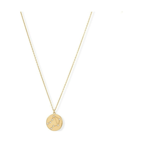 Precious Stars 14K Yellow Goldplated Sterling Silver Cubic Zirconia Libra Coin Constellations Necklace
