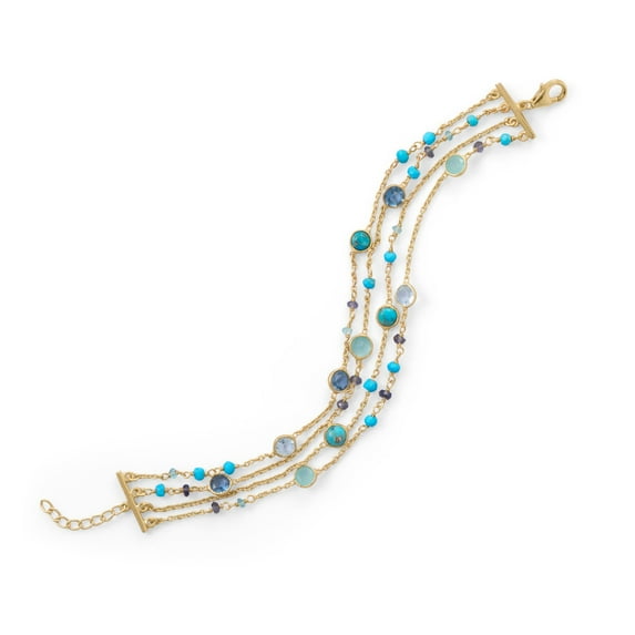 Precious Stars 14K Yellow Goldplated Sterling Silver Multi-Stone Bracelet