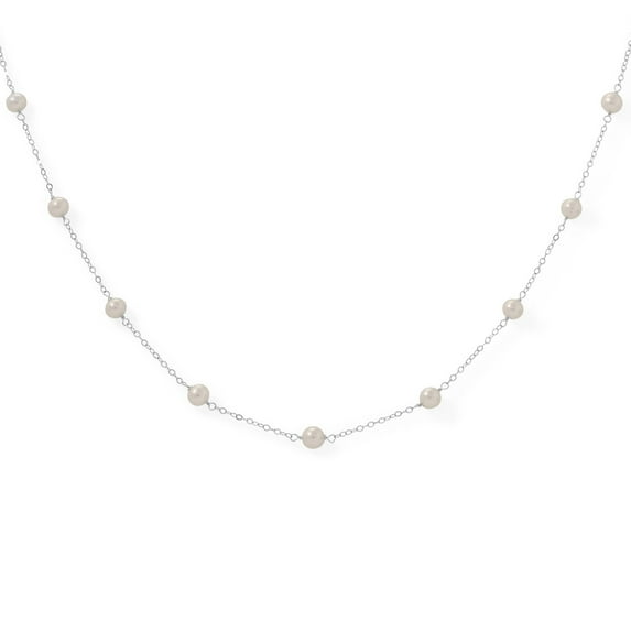 Precious Stars 16" Sterling Silver 9 Cultured Freshwater Pearl Necklace