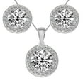 thumbnail image 1 of Precious Stars EP1693-2488-C195-20 20 in. 14K White Gold Cubic Zirconia Round-Cut Double Halo Earring Pendant Set, 1 of 1