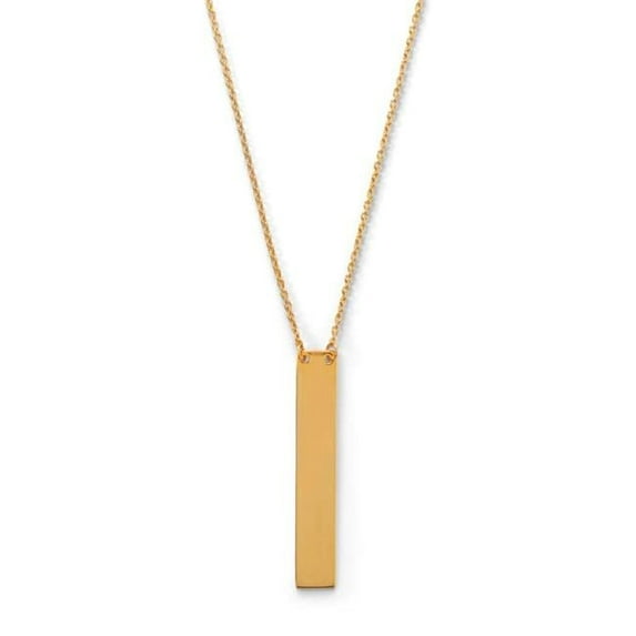 Precious Stars 34257x 14K Yellow Gold Plated Sterling Silver Vertical Bar Necklace