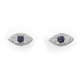 thumbnail image 1 of Precious Stars Sterling Silver Cubic Zirconia Evil Eye Earring Studs, 1 of 2