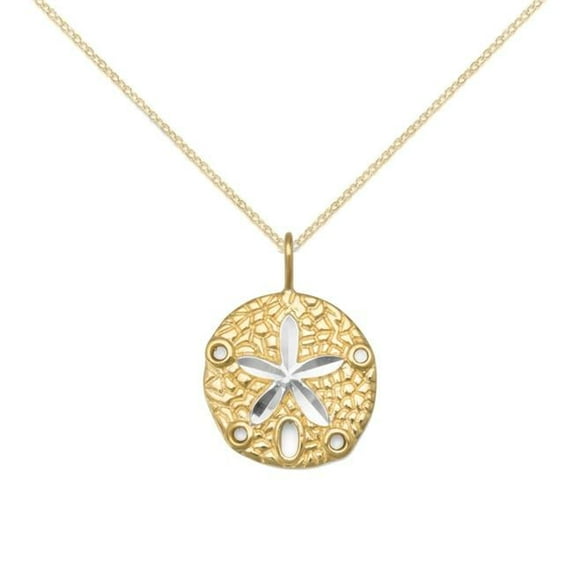 Precious Stars 73231-20 20 in. 14K Yellow Gold Plated Sterling Silver Sand Dollar Pendant with 1.5 mm Cable Chain