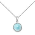 thumbnail image 1 of Precious Stars 74276-16 16 in. Sterling Silver Round-Shape Blue Larimar Pendant with 1.5 mm Box Chain, 1 of 1