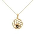 thumbnail image 1 of Precious Stars 74524-24 24 in. 14K Yellow Gold Plated Sterling Silver Cubic Zirconia Honeycomb & Bee Pendant with 1.5 mm Cable Chain, 1 of 1