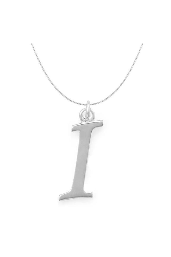 74661I-bx18 18 in. Sterling Silver Initial Letter I Pendant with 0.70 mm Thin Box Chain