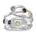 thumbnail image 1 of Precious Stars 82906-7 Sterling Silver Multi Gemstone Open Design Wide Ring - Size 7, 1 of 1