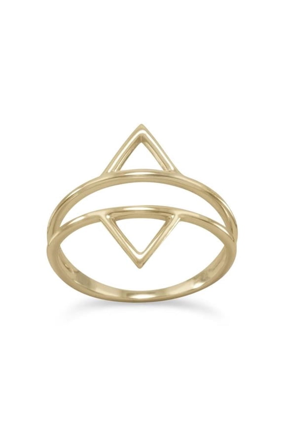 83697-5 14K Gold Plated Double Triangle Ring - Size 5