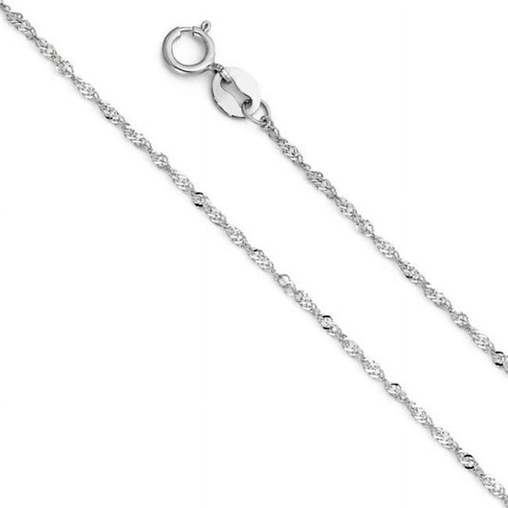 Precious Stars CH-0213-220 22 in. 14K White Gold 0.9 mm Thin & Dainty Singapore Chain