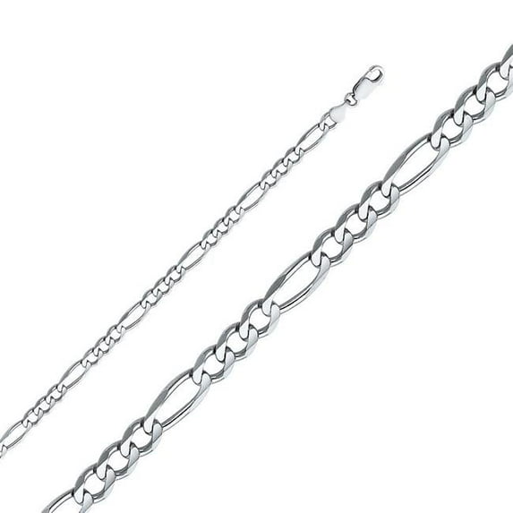 Precious Stars CH-0342-240 24 in. 14K White Gold 4.7 mm Regular Concave 3 Plus 1 Figaro Chain