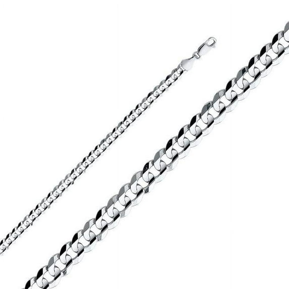 Precious Stars CH-0347-220 22 in. 14K White Gold 5.9 mm Wide Regular Concave Cuban Chain