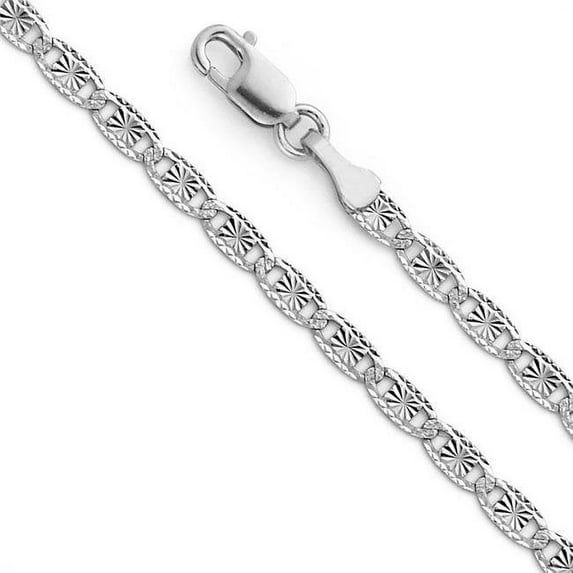 Precious Stars CH-0381-180 18 in. 14K White Gold 2.1 mm Diamond-Cut Star & Rail Valentino Chain
