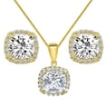 thumbnail image 1 of Precious Stars E1691-P2486-CH193-16 16 in. 14K Yellow Gold Cubic Zirconia Halo Earring & Pendant Set, 1 of 1
