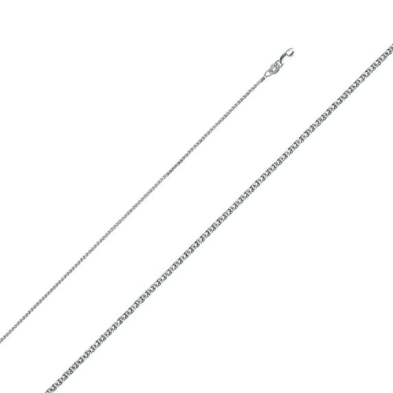 Precious Stars Genuine 14k White Gold 1.2mm Flat Open Wheat Pendant Chain Necklace for Men and Women - Perfect for Pendants - Available in 16" 18" 20" 22"