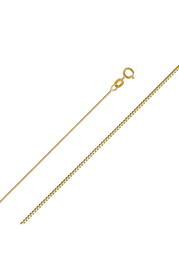 Genuine 14k Yellow Gold 0.5mm Thin Box Chain Necklace for Men and Women - Perfect for Pendants - Available in 16" 18" 20" 22"