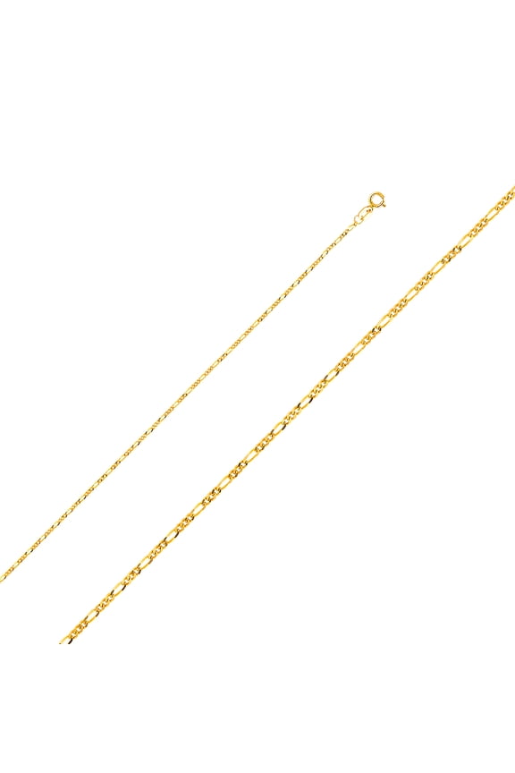 Genuine 14k Yellow Gold 1.2mm Light Figaro Chain Necklace for Men and Women - Perfect for Pendants - Available in 16" 18" 20" 22"
