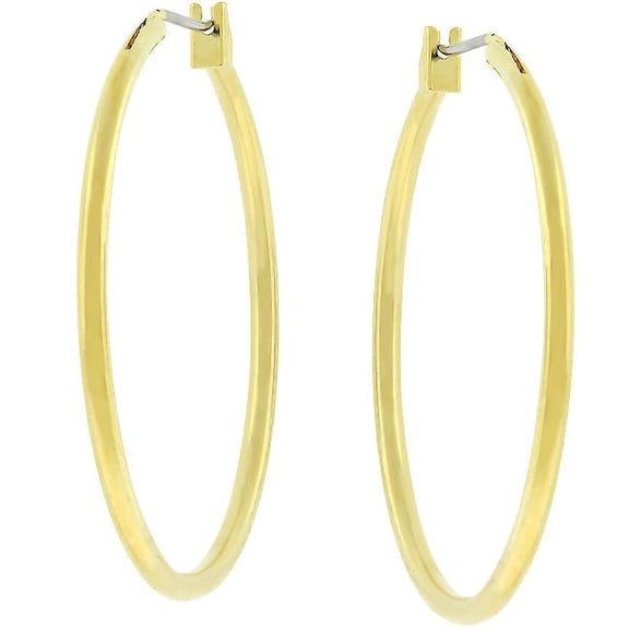 Precious Stars Goldtone 38mm Round Hoop Earrings