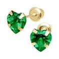 thumbnail image 1 of Precious Stars Jewelry 14K Yellow Gold 5mm Cubic Zirconia Heart May Birthstone Stud Screwback Earrings, 1 of 1